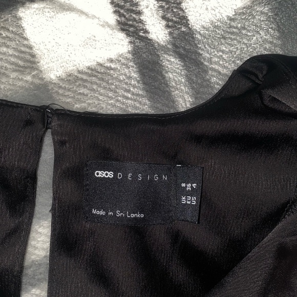 ASOS design black (thick) satin wrap v neck mini dress - Picture 7 of 11